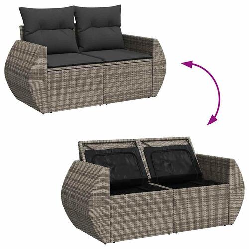 Sofasæt 5 dele med hynder polyrattan grå
