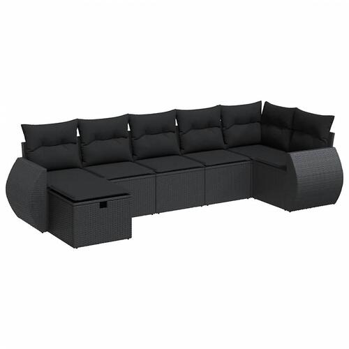 Sofasæt til haven 7 dele med hynder polyrattan sort