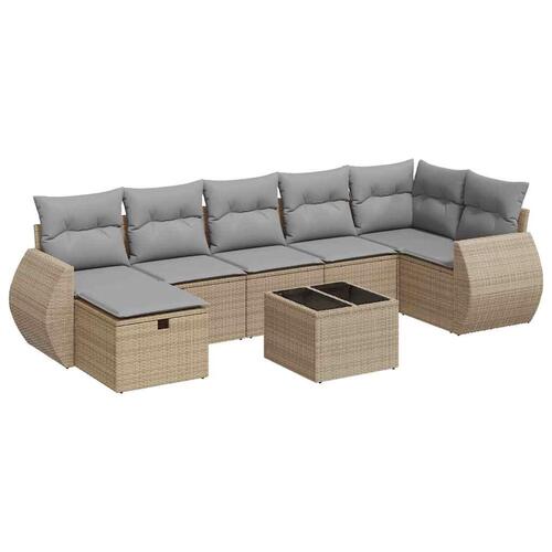 Sofasæt til haven 8 dele med hynder polyrattan beige