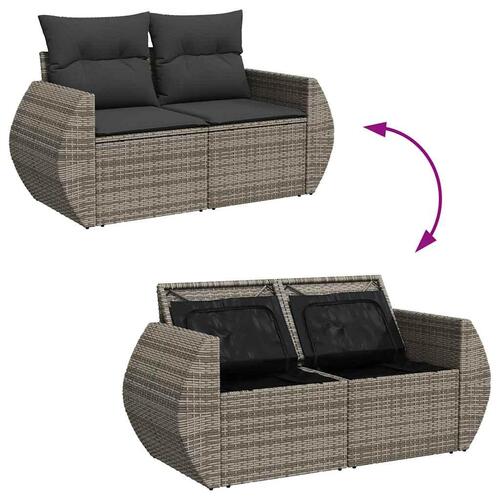 Sofasæt til haven 8 dele med hynder polyrattan grå
