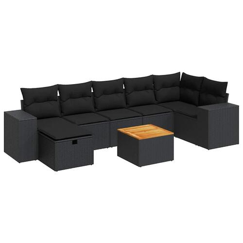 Sofasæt til haven 8 dele med hynder polyrattan sort