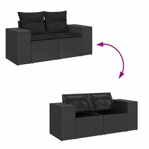 Sofasæt til haven 8 dele med hynder polyrattan sort