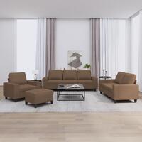 Sofasæt 4 dele stof brun