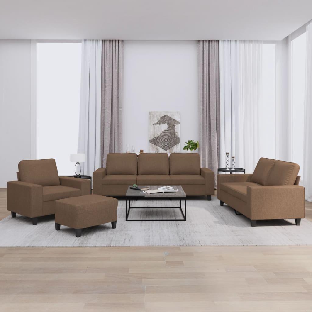 Sofasæt 4 dele stof brun