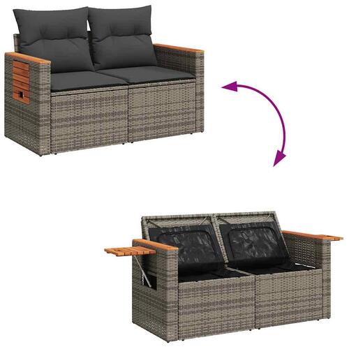 Sofasæt til haven 6 dele med hynder polyrattan grå