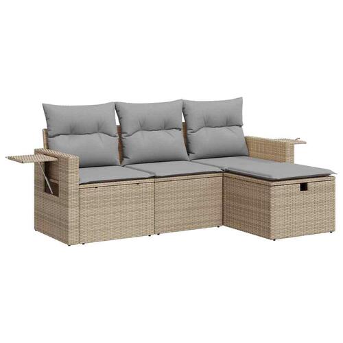 Sofasæt til haven 4 dele med hynder polyrattan beige