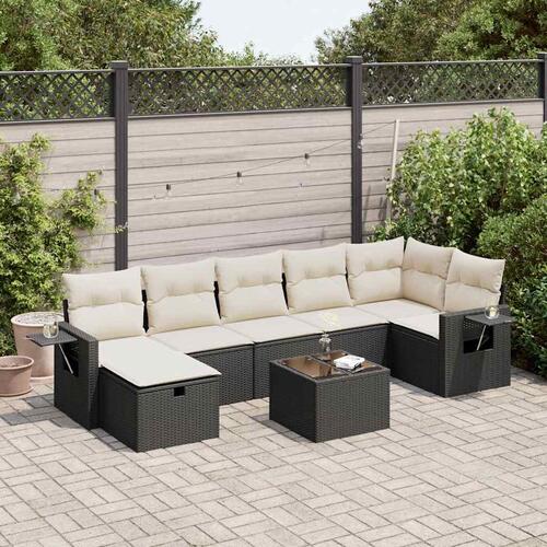 Sofasæt til haven 8 dele med hynder polyrattan sort