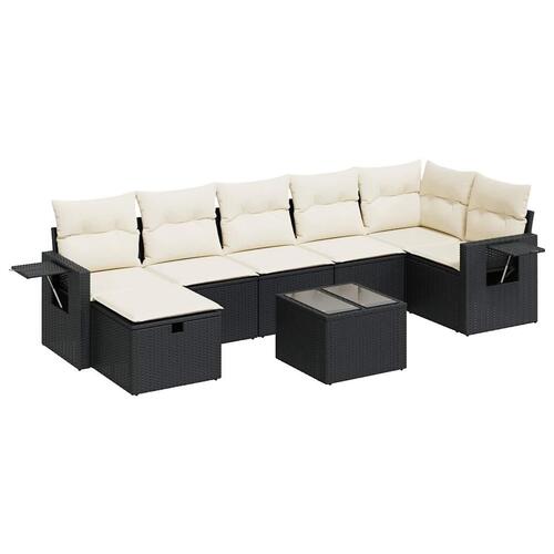 Sofasæt til haven 8 dele med hynder polyrattan sort