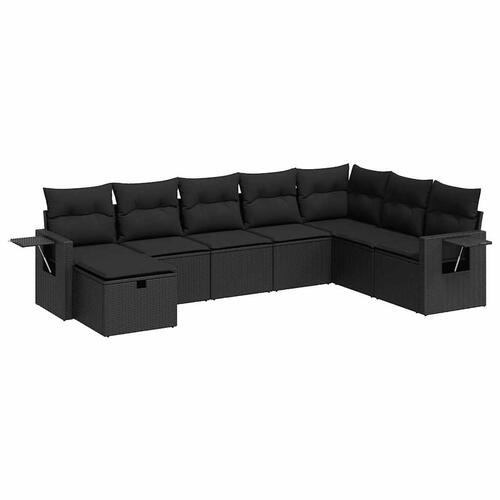 Sofasæt til haven 8 dele med hynder polyrattan sort