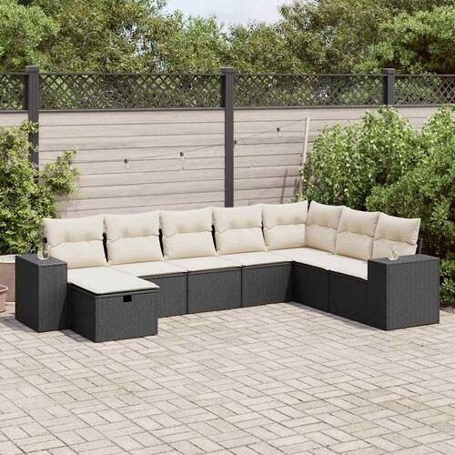Sofasæt til haven 8 dele med hynder polyrattan sort