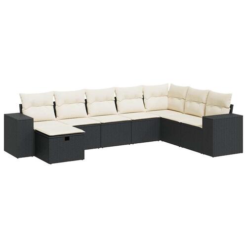 Sofasæt til haven 8 dele med hynder polyrattan sort