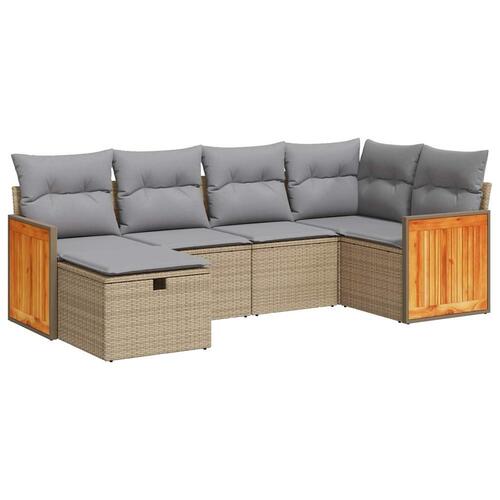 Sofasæt til haven 6 dele med hynder polyrattan beige
