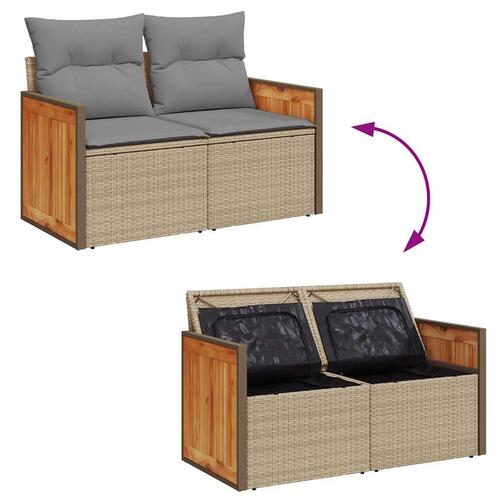 Sofasæt til haven 7 dele med hynder polyrattan beige