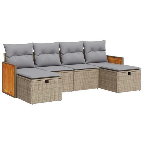 Sofasæt til haven 6 dele med hynder polyrattan beige