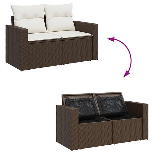 Sofasæt til haven 6 dele med hynder polyrattan brun