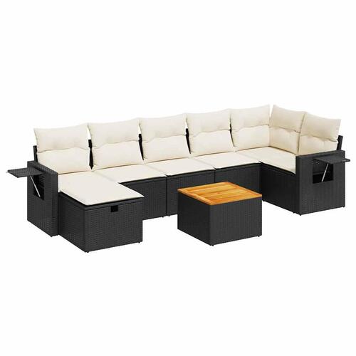 Sofasæt til haven 8 dele med hynder polyrattan sort
