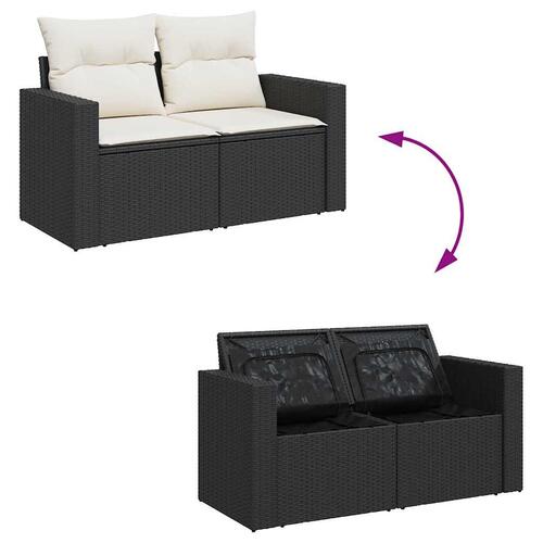 Sofasæt til haven 9 dele med hynder polyrattan sort