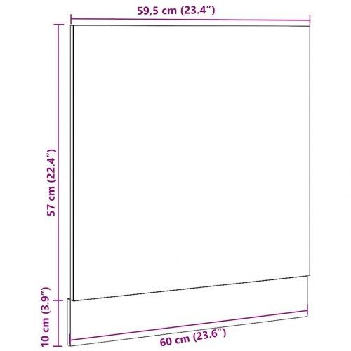 Låge til opvaskemaskine 60×1,5×67 cm - konstrueret træ, antikt træ