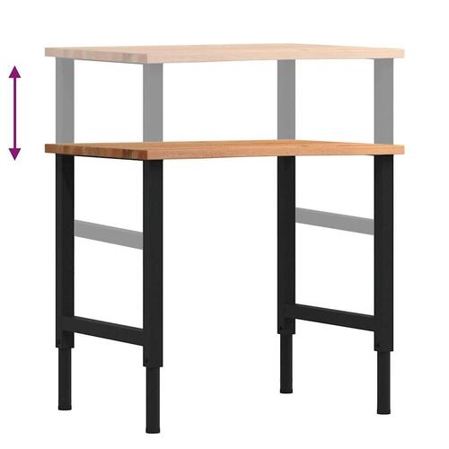 Arbejdsbænk 80x60x(71,5-98) cm massivt egetræ
