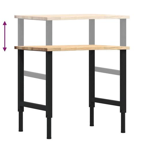 Arbejdsbænk 80x60x(71,5-98) cm massivt egetræ