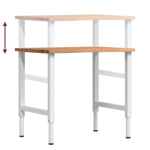 Arbejdsbænk 80x60x(71,5-98) cm massivt egetræ