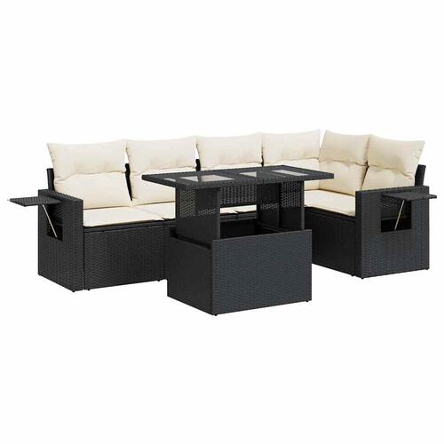 Sofasæt til haven 6 dele med hynder polyrattan sort