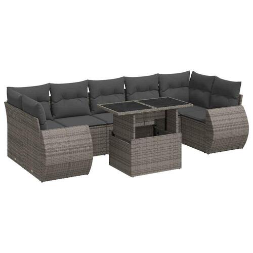 Sofasæt til haven 8 dele med hynder polyrattan grå
