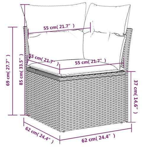 Sofasæt til haven 6 dele med hynder polyrattan sort