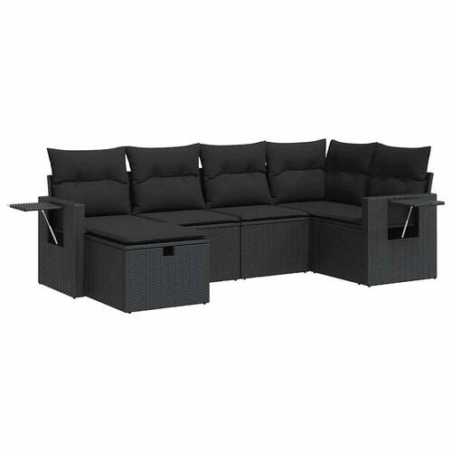 Sofasæt til haven 6 dele med hynder polyrattan sort