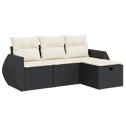 Sofasæt til haven 4 dele med hynder polyrattan sort