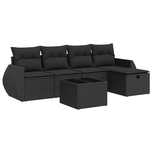 Sofasæt til haven 6 dele med hynder polyrattan sort