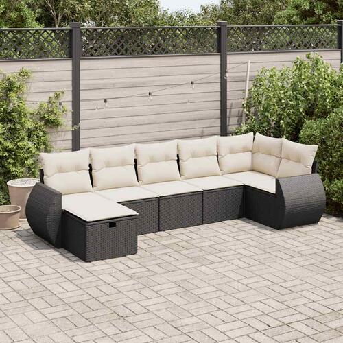 Sofasæt til haven 7 dele med hynder polyrattan sort