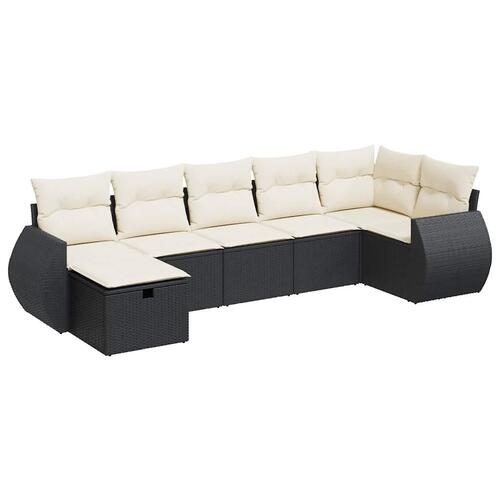 Sofasæt til haven 7 dele med hynder polyrattan sort
