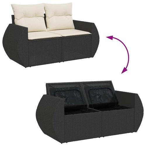 Sofasæt til haven 7 dele med hynder polyrattan sort