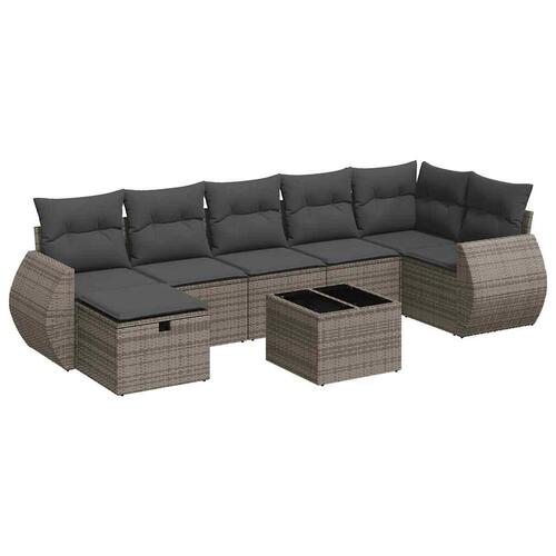 Sofasæt til haven 8 dele med hynder polyrattan grå