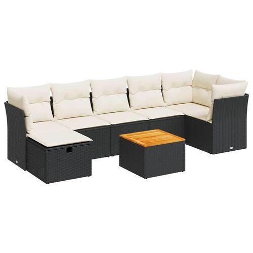 Sofasæt til haven 8 dele med hynder polyrattan sort