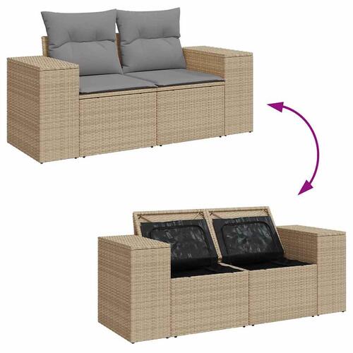 Sofasæt til haven 8 dele med hynder polyrattan beige