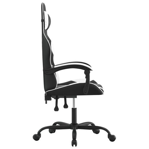 Drejelig gamingstol kunstlæder sort og hvid