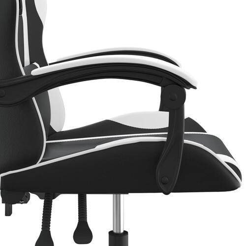 Drejelig gamingstol kunstlæder sort og hvid