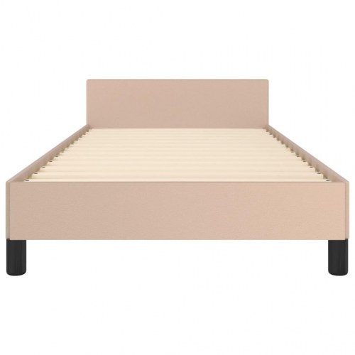 Sengeramme med sengegavl 90x190 cm i kunstlæder - cappuccino