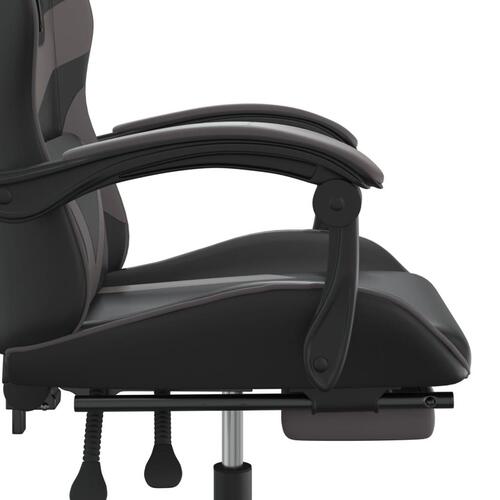 Gamingstol med fodstøtte kunstlæder sort og grå