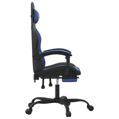 Gamingstol med fodstøtte kunstlæder sort og blå