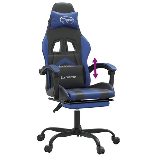 Gamingstol med fodstøtte kunstlæder sort og blå