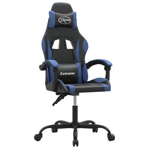 Drejelig gamingstol kunstlæder sort og blå
