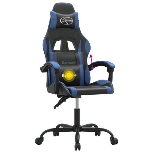 Drejelig gamingstol kunstlæder sort og blå