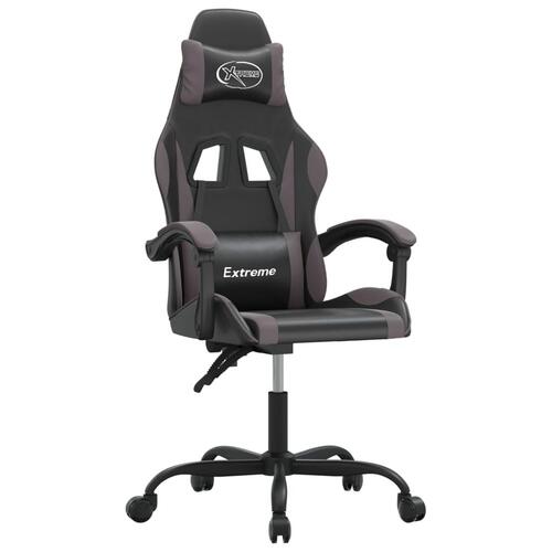 Drejelig gamingstol kunstlæder sort og grå