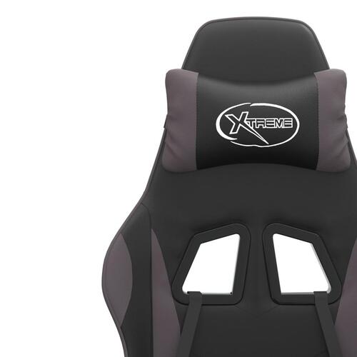 Drejelig gamingstol kunstlæder sort og grå