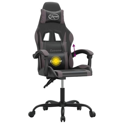 Drejelig gamingstol kunstlæder sort og grå