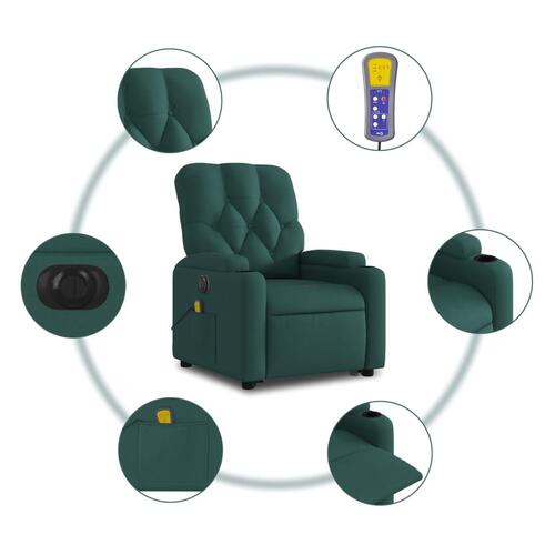 Elektrisk massagestol med løftefunktion stof mørkegrøn