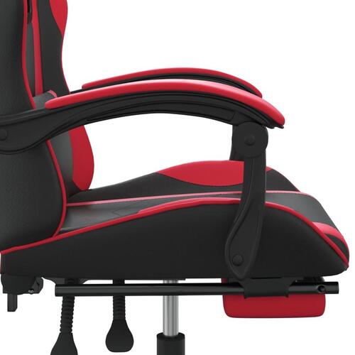 Drejelig gamingstol med fodstøtte kunstlæder sort og rød